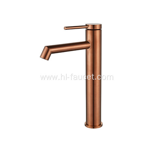 Polished Gold Single Handle Tall Bathroom Sink Faucet